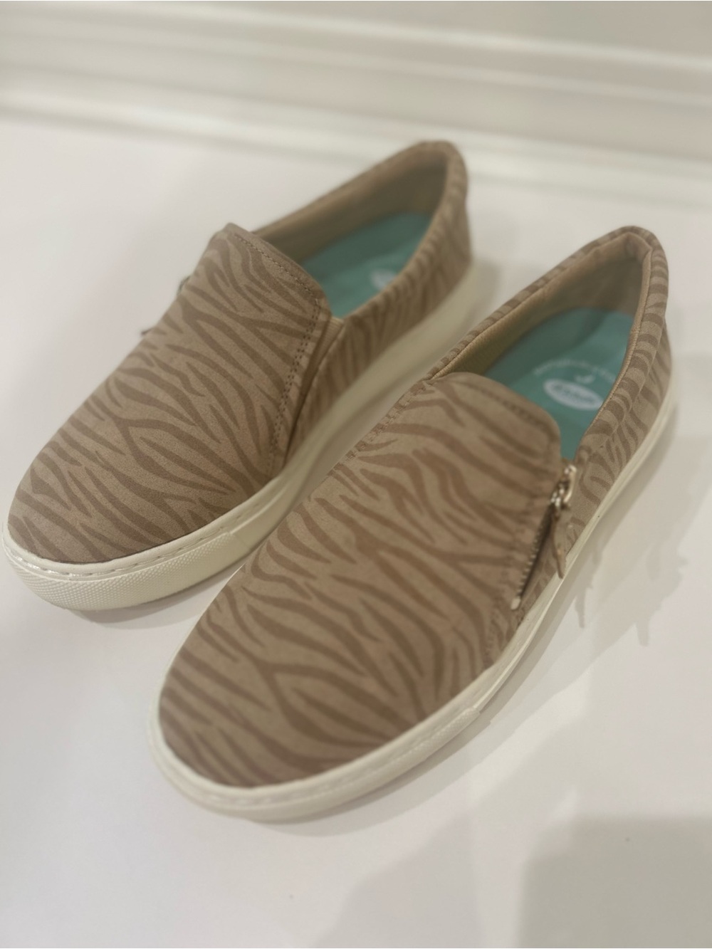 Dr. Scholl's Tan Zebra-Print Slip-On Loafers